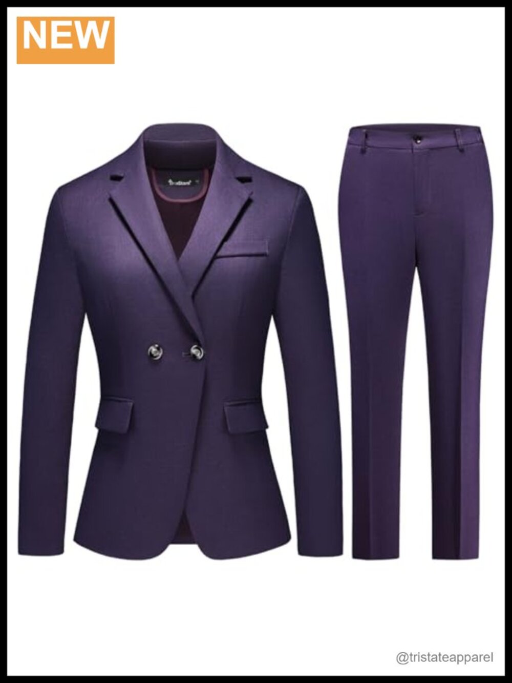 Women's 2 Piece Plaid Pants Suit Set Double Breasted Blazer Work Office Outfit